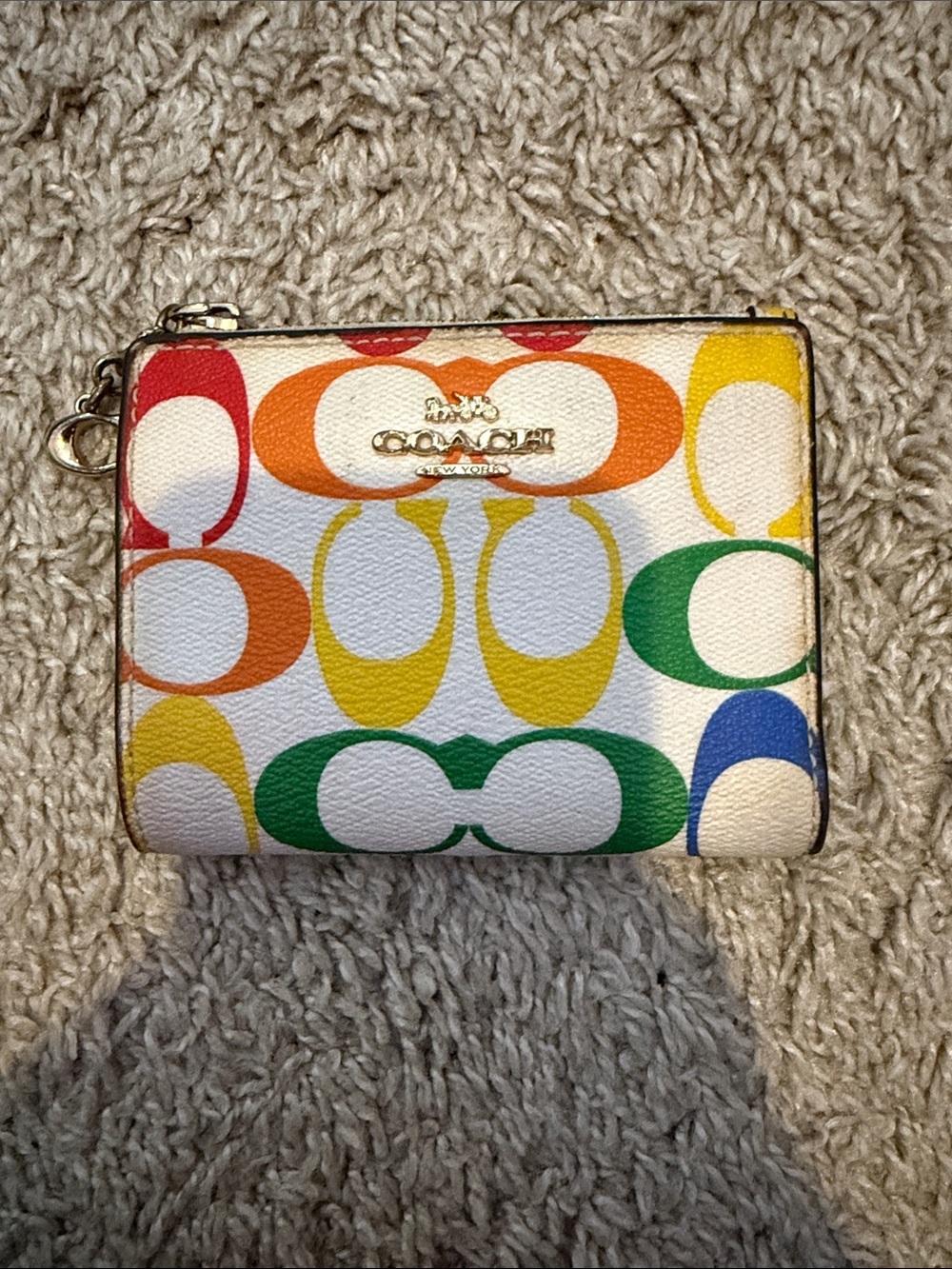 Coach Rainbow Signature Compact Zip Wallet - Multicolor